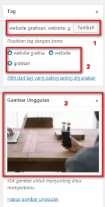 Menentukan tag dan gambar